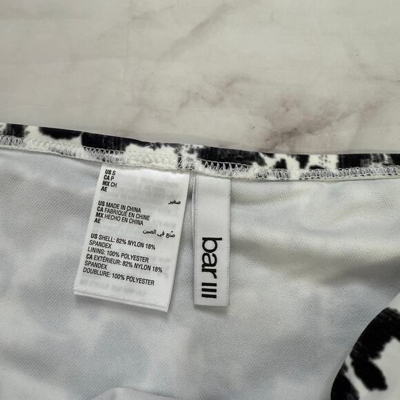 Bar III Side Tab Hipster Bikini Bottom Size S White Black Spot Leopard New - Picture 3 of 5